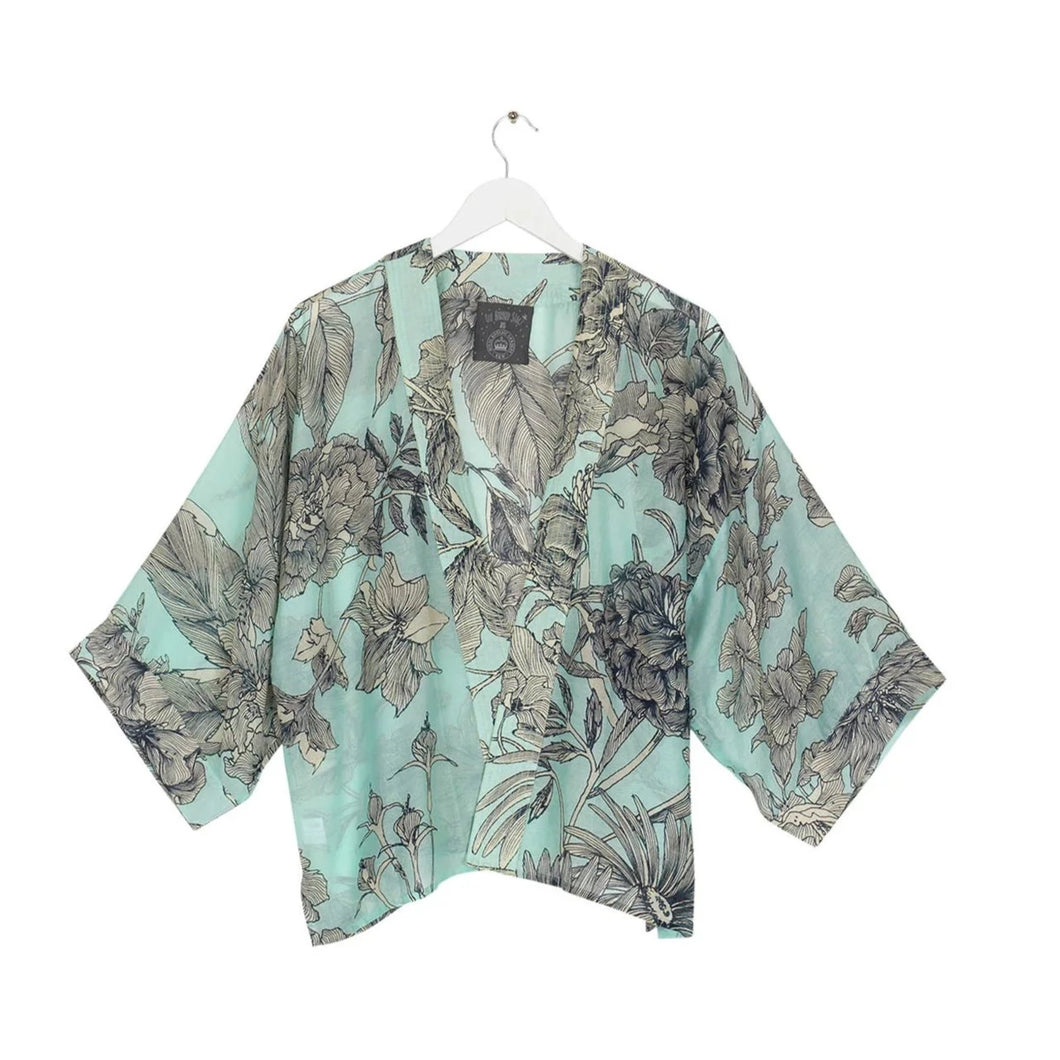 KEW Etched Floral Aqua Kimono - One Hundred Stars