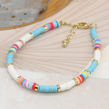 White and aqua mix fimo bead bracelet