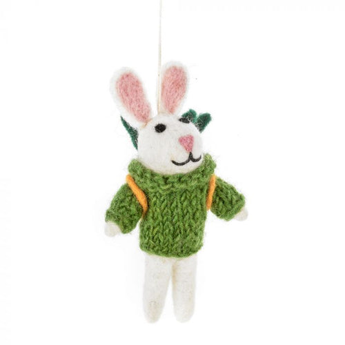 Handmade Felt Ronnie the Rabbit Hanging Easter Decoration