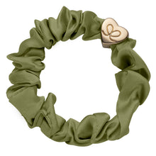 Gold Heart Silk Scrunchie | Olive Green