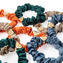 Gold Heart Silk Scrunchie | Olive Green