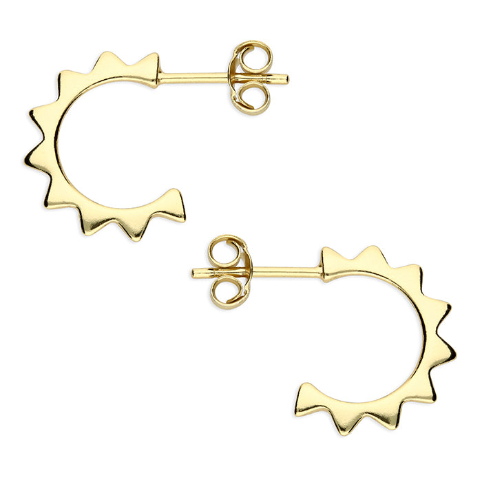 Small gold-plated sun stud hoop