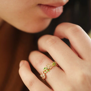 Enamel Flower Ring in Gold
