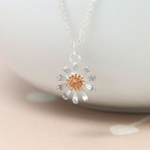 Sterling Silver And Rose Gold Daisy Necklace
