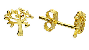 Yellow gold-plated small Tree-of-Life stud